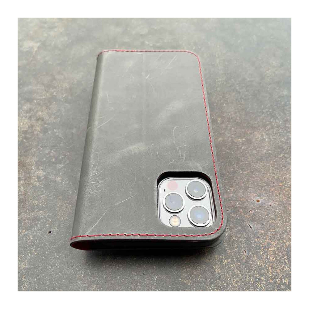 iPhone 12 Pro leather case with integrated biodegradable bumper